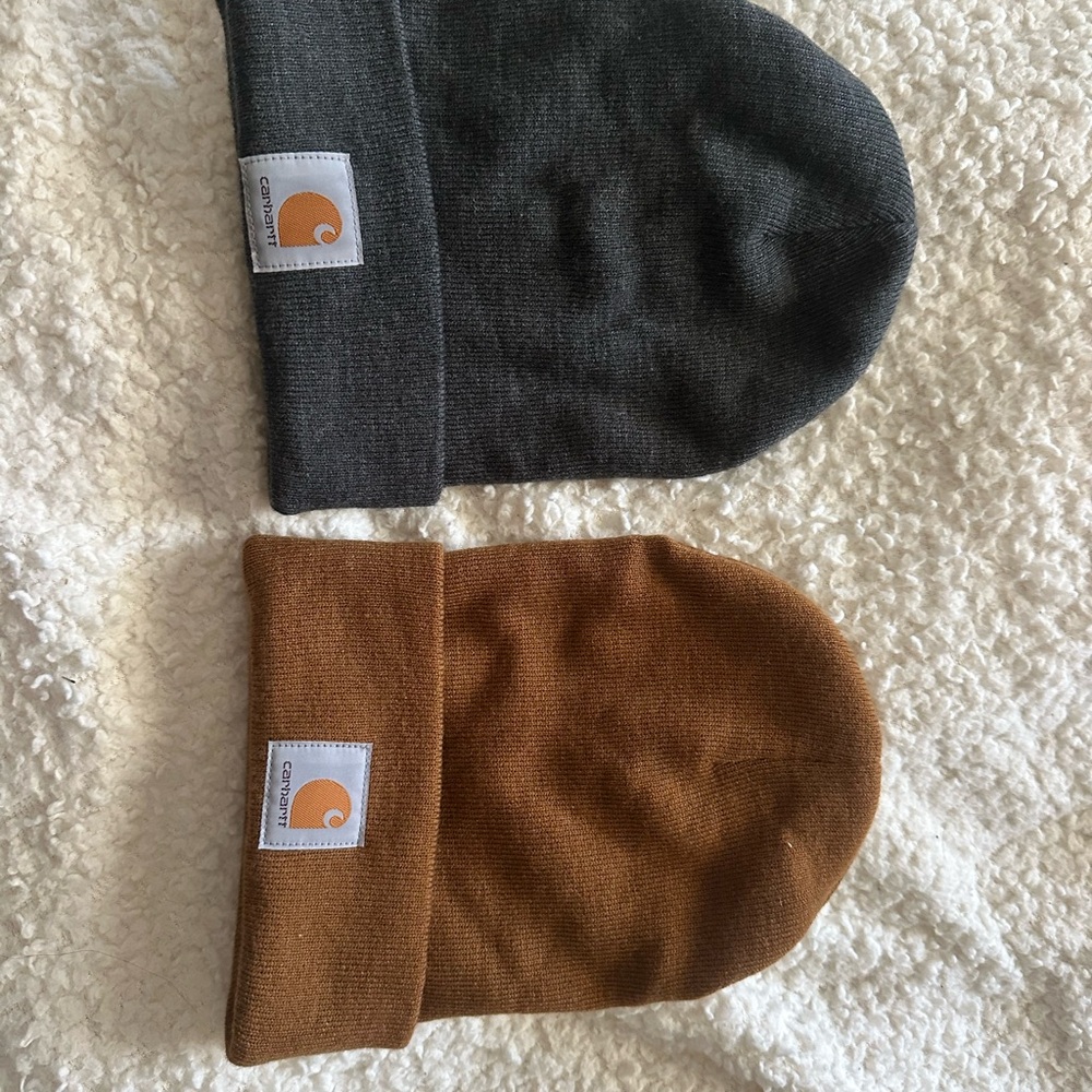 Mens Carhartt Gray and Brown Beanie/Skull Hats